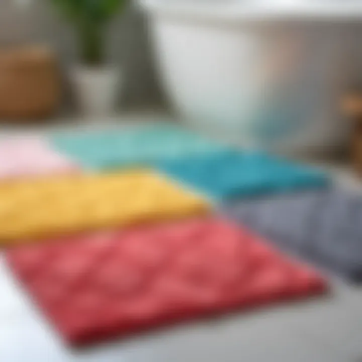Colorful bath mats in various patterns