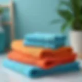 Vibrant towel set in shades of blue and orange