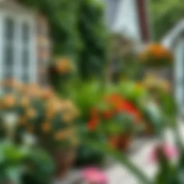 Beautifully Crafted Outdoor Space Well-designed garden with lush greenery and vibrant flowers