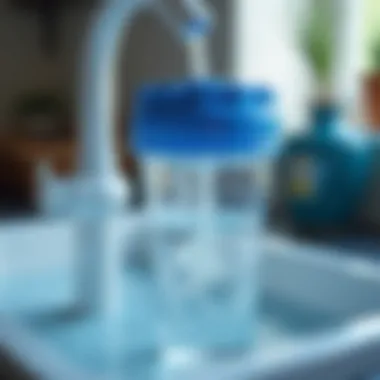 Water Purification Process A close-up of a water filter removing impurities from water