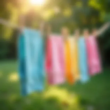 Freshly laundered clothes hanging outdoors