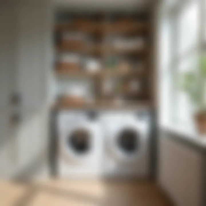 Utilization of vertical space in a compact laundry area