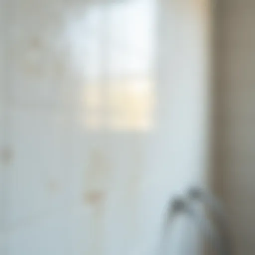 Close-up of water stains on a shower wall