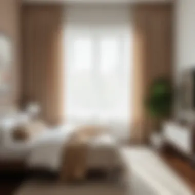Tahari Drapes in a Contemporary Bedroom Setting Stylish bedroom featuring Tahari drapes that complement modern decor
