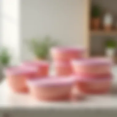 Variety of Tupperware containers with lids arranged elegantly