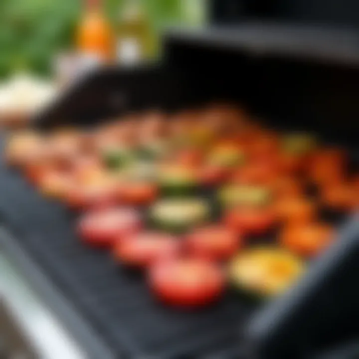 Gas grill in action with vibrant grilled vegetables