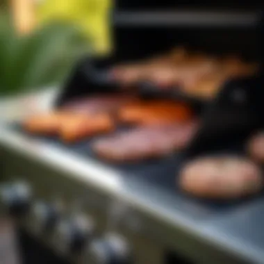 Close-up of premium gas grill features