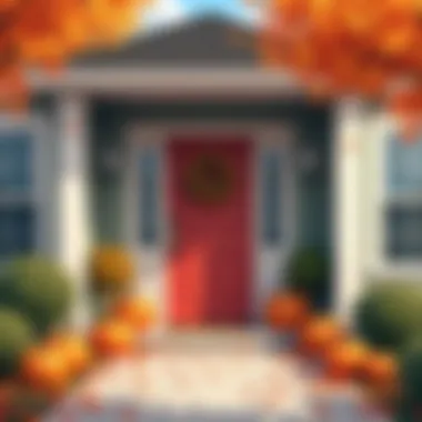 Vibrant entryway showcasing autumnal colors and natural elements