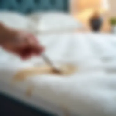 Demonstration of stain removal techniques on a TempurPedic mattress