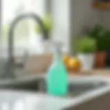 Eco-friendly kitchen sink cleaner in a spray bottle