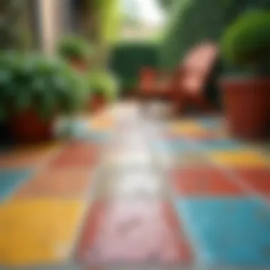 Colorful outdoor tiles creating a lively patio