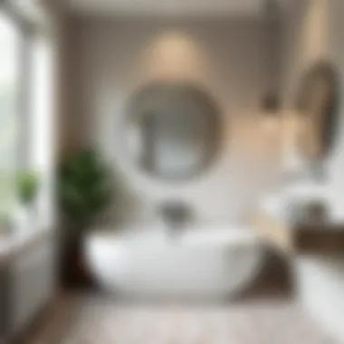 Geometric Elegance in Small Spaces Elegant geometric tile pattern in a small bathroom
