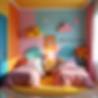 Vibrant Playful Decor Twin Bedroom Brightly colored twin bedroom with playful decor