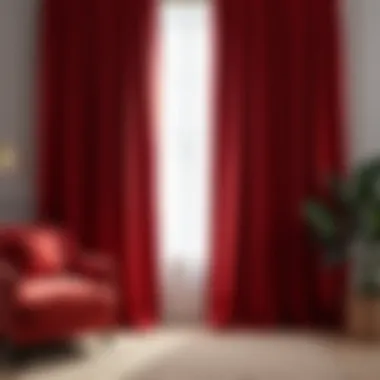 Luxurious Red Velvet Curtains Luxurious red velvet curtains draping elegantly in a modern living room.