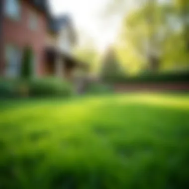 Lush green lawn in full bloom during spring