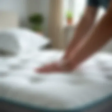 Person testing mattress comfort