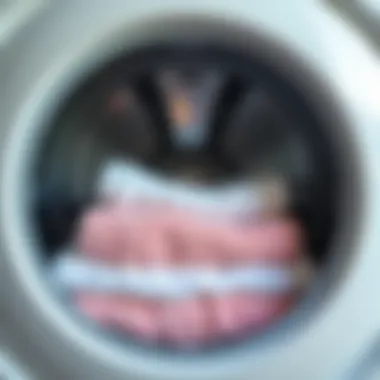 A washing machine with towels inside