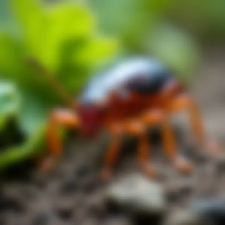 Close-up of an earwig in a garden setting