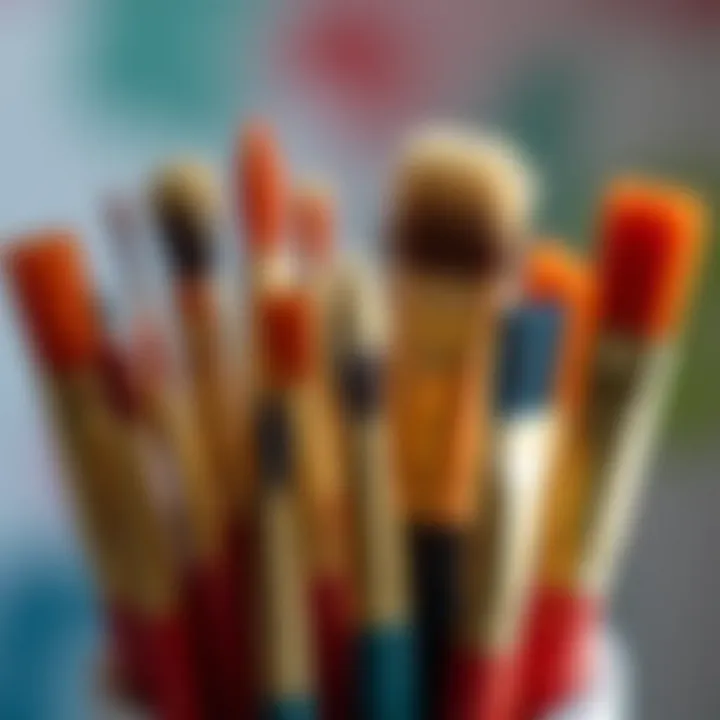 A close-up of clean oil-based paint brushes arranged neatly