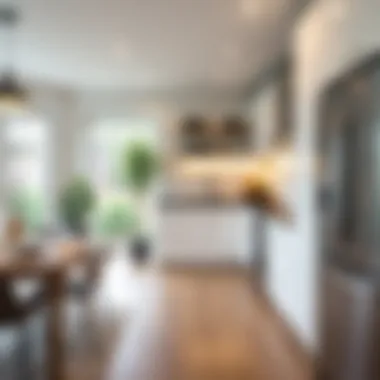 A well-staged kitchen highlighting spaciousness and functionality