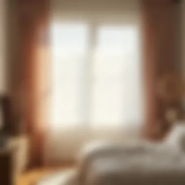 Elegant Sheer Curtains in Aesthetic Bedroom Aesthetic bedroom adorned with sheer fabric curtains blending elegance and light