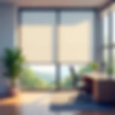 Smart Blinds in Contemporary Office Space Contemporary office space featuring smart blinds with automated controls