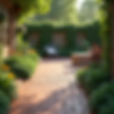 Charming Brick Patio Inspirations Charming brick patio surrounded by lush greenery